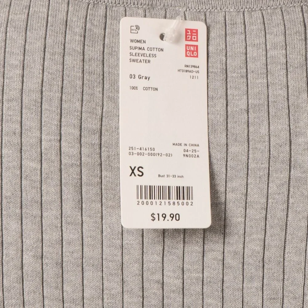 Uniqlo Supima Cotton Sleeveless Sweater Grey